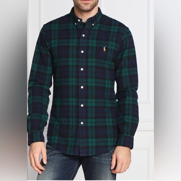 Polo by Ralph Lauren Green and Blue Plaid Casual Button Down Shirt - Picture 1 of 13